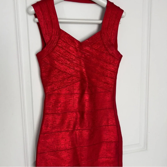 Herve Leger Red Mini Dress - Picture 4 of 10